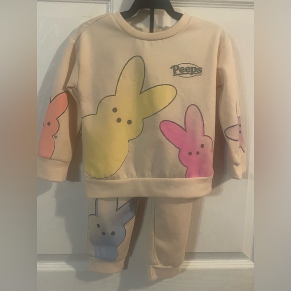 Peeps Bunny Print Kids Sweatshirt and Pants Set! NWOT! Size 2t - Picture 1 of 5